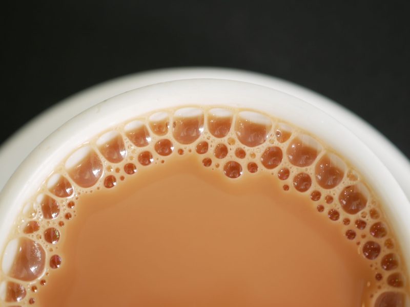 close up of cup of milk tea on table ,